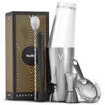 VonShef Cocktail Shaker Set, Silver 6pc Set with Boston Cocktail Shaker, Bartender Kit with Strainer, Muddler, Jigger & More, Gift Box Included