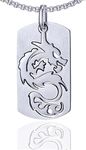 Young & Forever Gift Stainless Steel Hip Hop Titanium Steel Dragon Dog Tag Pendant Necklace,24" Chain