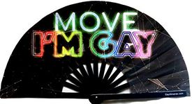 Gay Pride Large Folding Fans, Bamboo Fan 13" with UV Reactive Ink, for LGBTQ Circuit Parties and Raves … (Move I'm Gay)