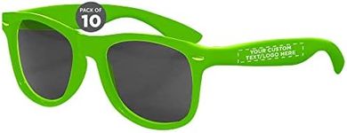 DISCOUNT PROMOS Custom Plastic Tahiti Sunglasses Set of 100, Personalized Bulk Pack - UV Protection, Perfect for Party, Beach, Outdoor - Lime Green