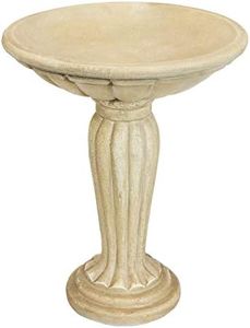 Sunnydaze Grecian Column 20-Inch H Glass Fiber Reinforced Concrete Construction Garden Bird Bath - White