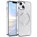 iPhone 13 Case, Phone Case iPhone 13, VENINGO Cute Glitter Luxury Bling Support Magsafe Cover Shockproof Full Body Camera Protection Phone Case for Women Girl Design for iPhone 13 2021 6.1'', Silver