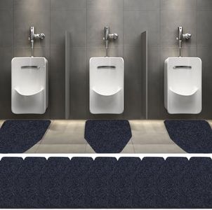 Basima Urinal Mats for Men Bathroom 12 Pack Washable Bulk Rubber Urinal Floor Mats for Toilet Commercial, Non-Slip Disposable Urinal Pads for Mens Room, 17.5" x 20.5", Dark Gray