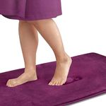 Genteele Memory Foam Bath Mat Non Slip Absorbent Super Cozy Velvet Bathroom Rug Carpet (20" X 32", Eggplant)