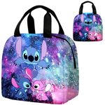 FISAPBXC Stitch Lunch Box Bag, Stitch Lunch Sulation Bag Tote Bag for Kids Reusable Lunch Bag Portable Lunch Box Food Storage Bag for School Travel Picnic Camping