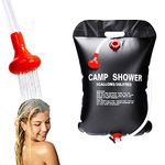 Wocream Camping Portable Solar Shower Bag, 5 Gallons/20L, with On/Off Shower Head, for Camping, Beach Swimming, Outdoor Traveling, Camping Accessories (Black)