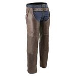 Milwaukee Leather Chaps for Men's Retro Brown Naked Leather - Snap Out Thermal 4-Pockets Motorcycle Chap - ML1191RT - Large