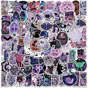 TAVVKE 100PCS Purple Horror Stickers, Gothic Stickers, Ghost Stickers for Water Bottles Hydroflask Journaling, Notebooks, Spooky Halloween Party Stickers for Teens Adults (Purple)