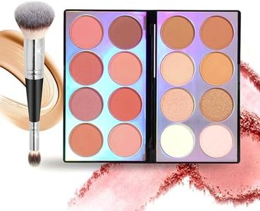 Joyeee Blusher Contour Highlighter Makeup Palette, 16 Color All-in-One Matte Bronzer Facial Shadow Palette with Makeup Brush, Long Lasting and Soft Powder, Pro Makeup Kit