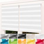 100% Blackout Roller Blinds 35 x 160 cm Light Filtering Privacy Protection Windows Blinds Easyblinds with Install Accessories for Windows and Doors Room Darkening, White