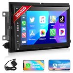 Podofo 2+32G Car Stereo with Wireless Apple Carplay Android Auto for Ford F150 F250 F350 Fusion Taurus,7 Inch Touchscreen Double Din Car Radio with Bluetooth,Mirror Link,GPS,AM/FM/RDS Radio,WiFi,SWC