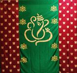 Talmabralu Ganeshji Backdrop Cloth (Satin Fabric) for All Festivals/House Hold Functions/Haldi Function/ (Green Ganesh with Lotus) Design 8 Feet Width * 8 Feet Length/Height (Ganesh Brown)