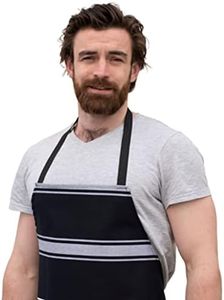 Bib Apron Butcher Stripe Traditional Navy-white Apron Food Unisex poly viscose