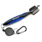 Golf Club Brush and Groove Cleaner Brush Brushes in 3 for Golf Shoes/Golf Club/Golf/Golf Groove, Attach 2 feet Retractable Zip-line Aluminum Carabiner(Blue)