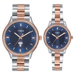 TIMEX Unisex Blue Round Analog Pair Watch- TW00ZP010