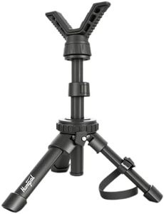 HUNTPAL Portable Shooting Rest Rapid Rifle Rest Tripod, Heavy Duty Adjustable Compact Lightweight Aluminum Cast Construction Bench Rest Stick with 360 Degree Rotate V Yoke Holder