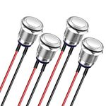 Gebildet 4pcs Prewired 12mm 3A 12V/24V/110V/250VAC Waterproof Push Button Switch Latching Stainless Steel Push Button Switch On-Off(Flat Head)