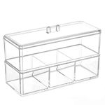 SKYFUN (LABEL) 2 Layer Acrylic Makeup Cosmetics Nail Polish Brush Organizer Rack Vanity Box, Transparent