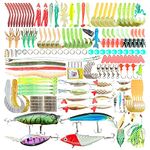 Fishing Lures Trout Fish Bait Jig Jump Frog Lures for Bass Catfishing Tackle Box Scissors Clip (366 Pcs Fishing Lures Kit)