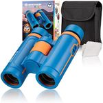 BRESSER JUNIOR 7 x 30 Binoculars for Children from 6 Years, Field Trailer with 7x Magnification and Dioptre Compensation, Includes Carry Bag for Nature and Bird Watching as well as Hiking, Travel and