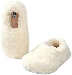 Onmygogo Fuzzy Winter Indoor Slippers for Women (7-8 B(M) US, Beige)