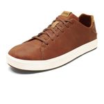 OLUKAI Lae'ahi Li 'ILI Men's Leather Sneakers, Supple Full-Grain Leather Shoes, Drop-in Heel & All Weather Rubber Soles, Fox/Fox, 9.5