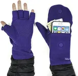 Sprigs Multi Mitt Fingerless Gloves With Adjustable Top & Cell Phone Pocket (Dark Purple)