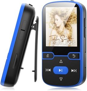 64GB MP3 Player with Clip Bluetooth 5.3 Portable Music Player for Kids with FM Radio, Pedometer, Voice Recorder, Shuffle and Repeat, Weighs Only 28g for Sport and Running, TF Card Up to 128G(Blue)