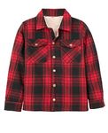 Kids Girls Flannel Jacket Sherpa Fleece Lined Flannel Plaid Shirt Jacket Flannel Shacket Fall Winter Coat Red S Size 5-6