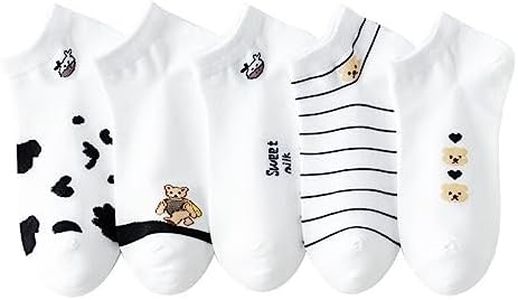 Youstylo Ankle Length Cotton Breathable Low Cut Loafer Unisex Running Printed Socks For Girls Womens - SK1221A (Pack of 5 Pairs, Free Size)