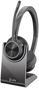 Poly - Voyager 4320 UC Wireless Headset + Charge Stand (Plantronics) - Headphones with Boom Mic - Connect to PC/Mac via USB-C Bluetooth Adapter, Cell Phone via Bluetooth - Works with Teams, Zoom &More