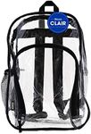 BAZIC PRODUCTS Clear Backpack Clair, Transparent Waterproof School Backpack for Travel Work, Sports & Events, See Through Plastic Bookbag Large Capacity, 17”, 24-Pack