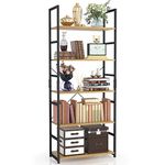 NUMENN 5 Tier Bookshelf, Tall Bookcase Shelf Storage Organizer, Modern Book Shelf for Bedroom, Living Room and Home Office, Natural