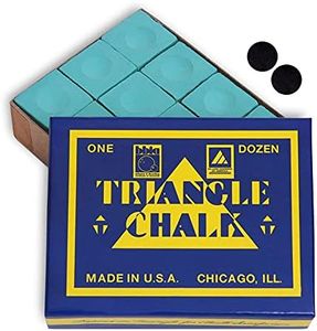 Triangle Billiard Pool Cue Chalk - 1 Dozen - Made in The USA + 2 pcs of Quality Billiard Pool Table Spots (Green)