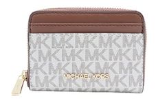 Michael Kors Jet Set Travel Medium Zip Around Card Case Vanilla