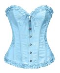 Alivila.Y Fashion Womens Lace Up Corset Top Overbust Body Shaper Bustier Corsets for Women, Lite Blue, Medium