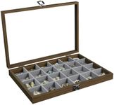 Stratalife Jewelry Organizer Jewelry Display Case Vintage Jewelry Box Wood Jewelry Storage Jewelry Tray with Lid Earring Organizer Earring Holder Drawer 24 Grid