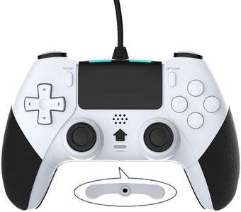 Wired Controller Gamepad for Playstation 4 /PS4 with Advanced Programming Buttons Dual Vibration Shock Joystick Gamepad for PS4/PS4 Slim/PS4 Pro and PC (White)