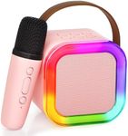 Karaoke Machine for Kids Adults, Portable Bluetooth Speaker with Wireless Microphone, Gifts Toys Presents for Girls Ages 4, 5, 6, 7, 8, 9, 10, 12 +Year Old Birthday Home Party(Pink)