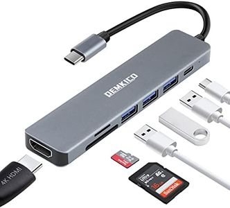 DEMKICO 7 en 1 Hub USB C, Adaptateur USB C Adaptateur Multiport Type C avec HDMI 4K, Lecteur de Cartes SD/TF, 3 Ports USB, Port PD 87W, Compatible avec MacBook Pro/MacBook Air/Dell XPS et Plus Encore