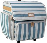 Everything Mary Deluxe Collapsible Rolling Craft Bag, Blue & White - Scrapbook Tote Bag with Wheels for Scrapbooking & Art - Travel Organizer Storage