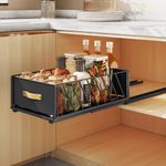 SAYZH Pull Out Cabinet Organizer, No Drill Slide Out Drawers with Adhesive Nano Film, Pull Out Shelf Storage with Handle for Kitchen Cupboard, Pantry, Bathroom, 40CM x 15.5CM x 25CM, Black