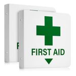 2 pcs First Aid Kit Sign | 3D Projecting Wall Mount Signage for Workplace Safety | Includes Mounting Kit for Easy Installation, 6" 6"