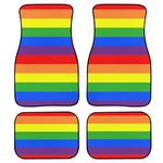 Coloranimal Colorful Rainbow Car Front Back Floor Mat 4 Pcs，Anti Dirty Floor Pad,Non Slip Car Foot Carpet Protective Accessory Fit All Cars