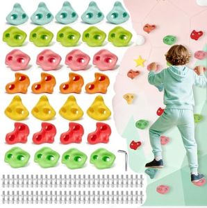 SREHRLY 30 PCS Rock Climbing Holds for Kids, Extra Large Climbing Rock Wall Grips, Adult Rock Wall Holds Rock Wall Climbing Kit with Hardware for Indoor and Outdoor Climbing Wall Holds(Pastel Color)