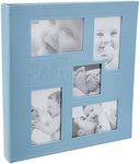 Pioneer Collage Frame Embossed Baby Sewn Leatherette Cover Photo Album, 4"x6", 240 Photos, Baby Blue