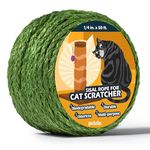 Pelzin Natural Sisal Rope for Cat Scratcher 1/4 Inch by 50 Feet, Cat Tree Rope Twine for Cat Scratching Post Replacement, Cat Tower with Scratch Post Repairing, Replace, Recovering and DIY, Green