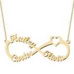 UMAGICBOX Personalised Infinity Necklace with 3 Names Custom Sterling Silver Multiple Names Pendant Family/Sibling/Friendship Jewelry Gift Ideas for Women Mom