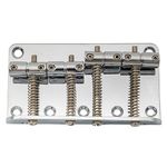 Musiclily 4-String Non-Tremolo Fixed Hardtail Bass Bridge for Jazz Bass and Precision Bass,Chrome