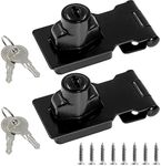 Jiozermi 2 Packs 2.5 Inch Hasp Locks with Keys, Stainless Steel Hasp Latches, Twist Knob Keyed Locking Hasp for Cabinet Small Door, Flat Black